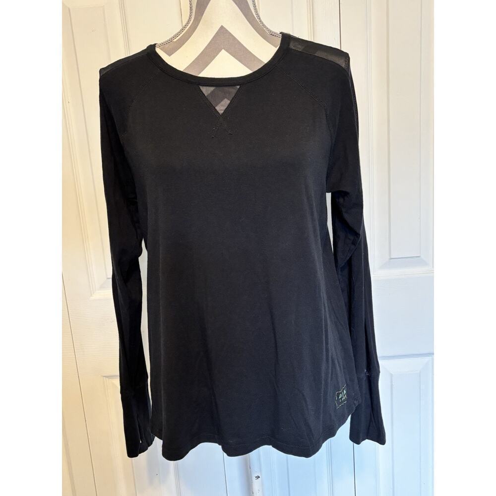 DKNY Womens Sport Mesh Trimmed Top Black Thumb Wholes Medium